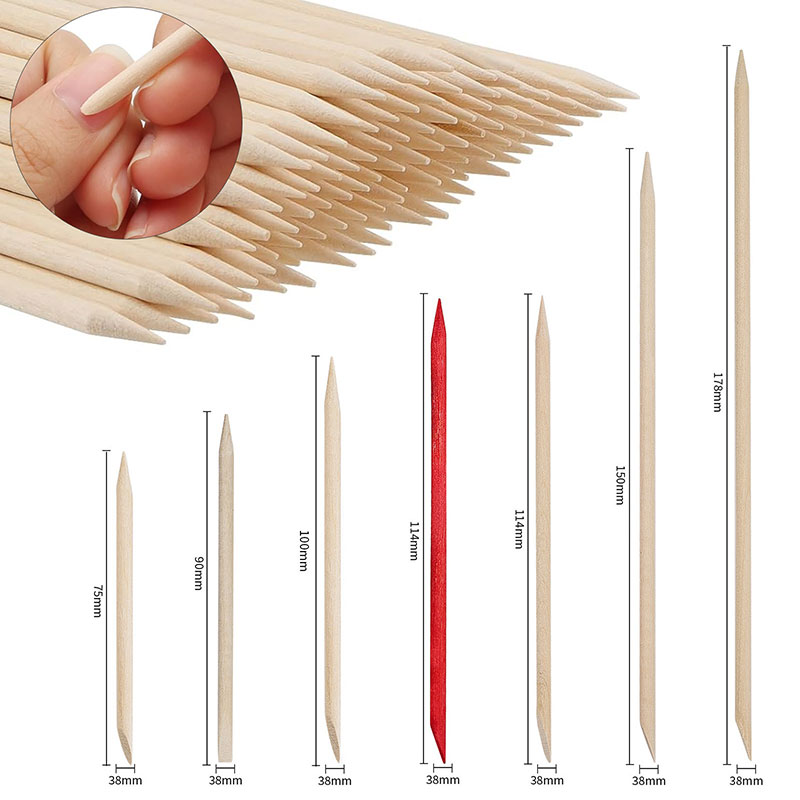 Nail Art Orange - 100 ชิ้น Cuticle Pusher Remover สีส้มไม้เล็บ