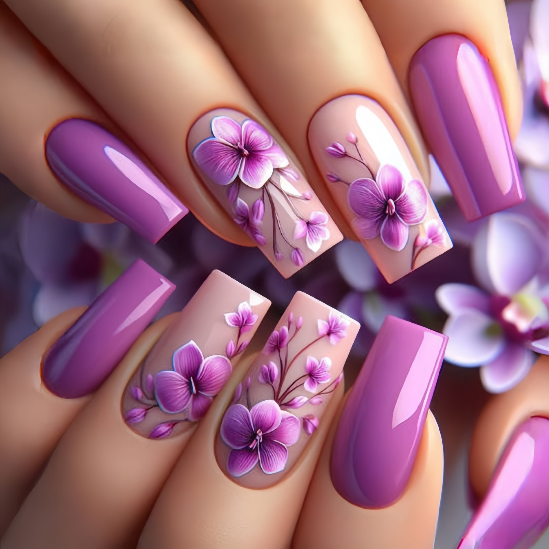 24 ชิ้น/เซ็ตขนาดกลางยาวเล็บปลอ - Nail Art Press On บทวิจารณ์และราคา