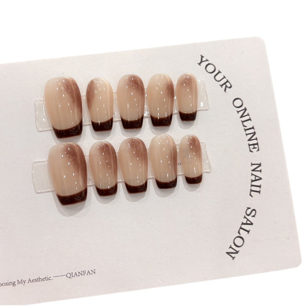 10 ชิ้น เล็บปลอมทำมือสีน้ำตาลค - Nail Art Press On บทวิจารณ์และราคา