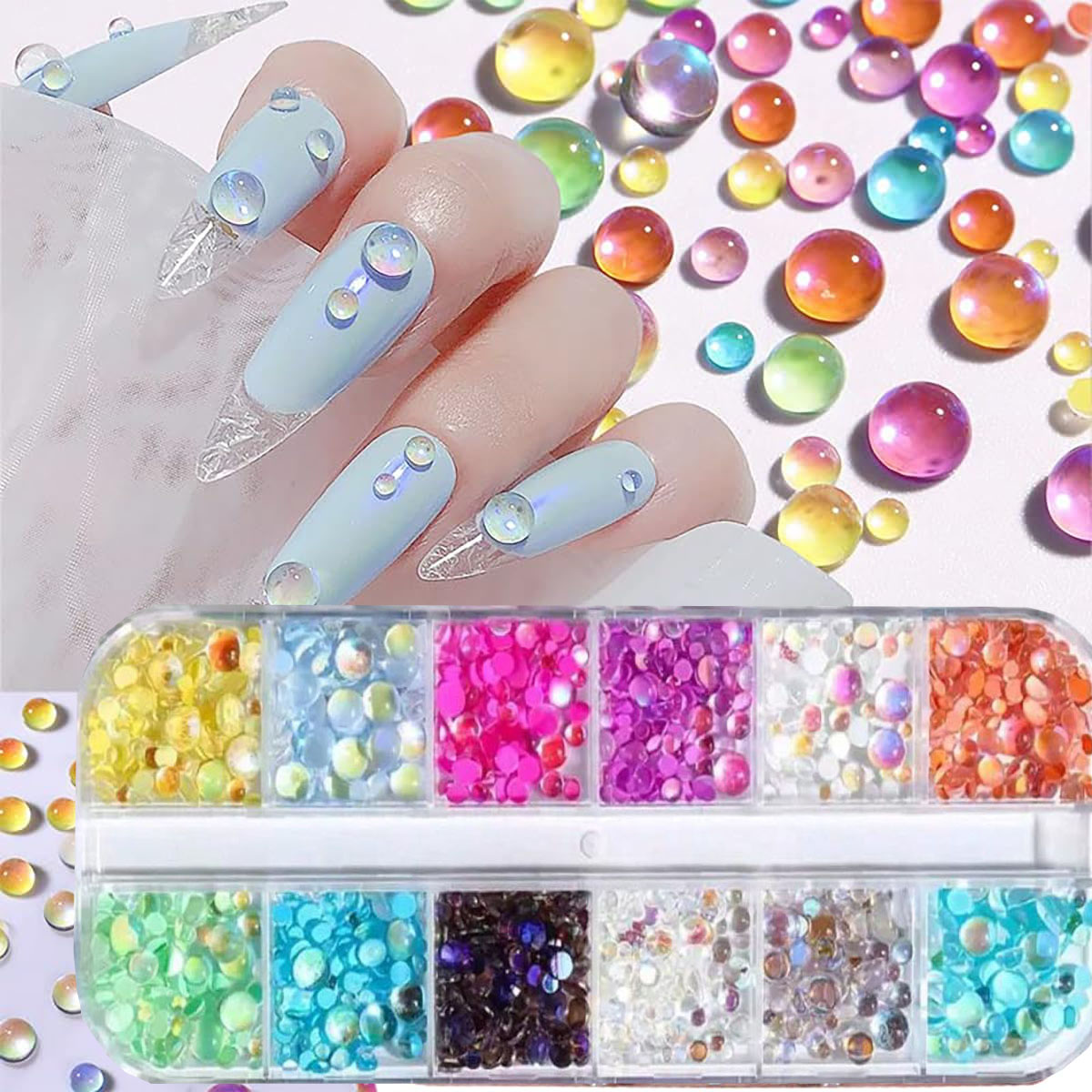 1 กล่องลูกอมสีผสมขนาด Mermaid  - Nail Art Valentines Day บทวิจารณ์และราคา