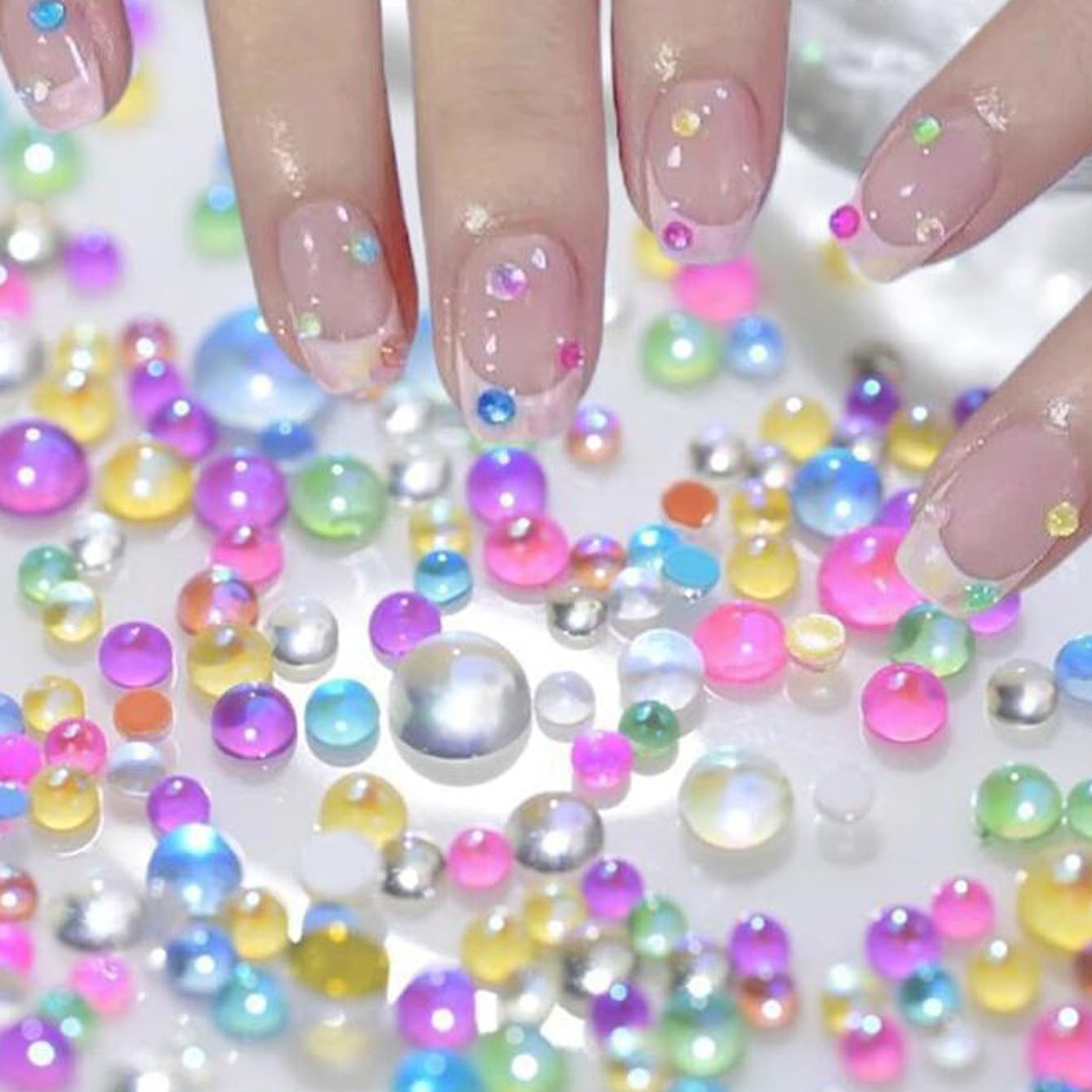 1 กล่องลูกอมสีผสมขนาด Mermaid  - Nail Art Valentines Day บทวิจารณ์และราคา