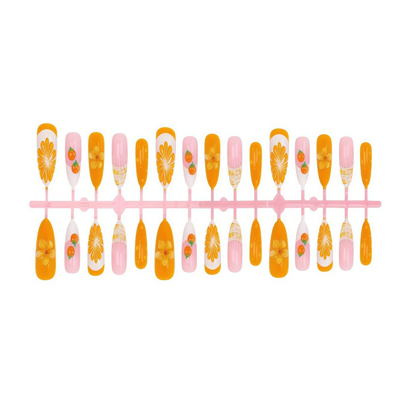2026 ใหม่ 30 ชิ้น เล็บปลอม 3 ม - Nail Art Orange บทวิจารณ์และราคา