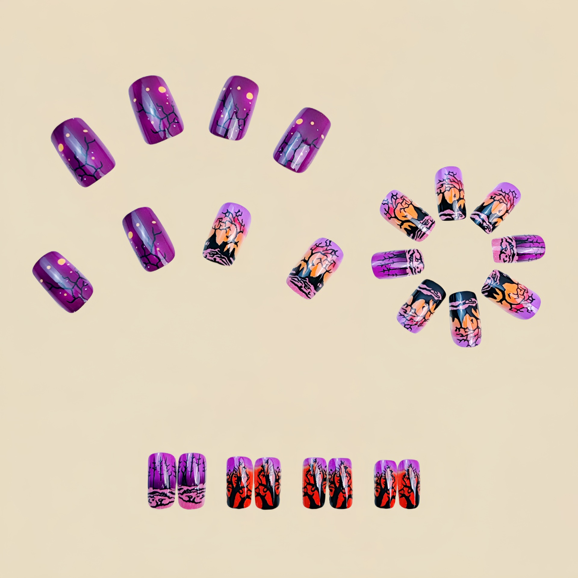 เล็บปลอมทรงสี่เหลี่ยมขนาดกลางส - Nail Art Orange บทวิจารณ์และราคา