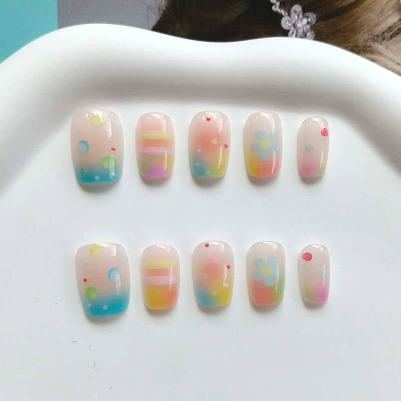 10 ชิ้น เล็บปลอมกดติดลายลูกกวา - Nail Art Ombre บทวิจารณ์และราคา